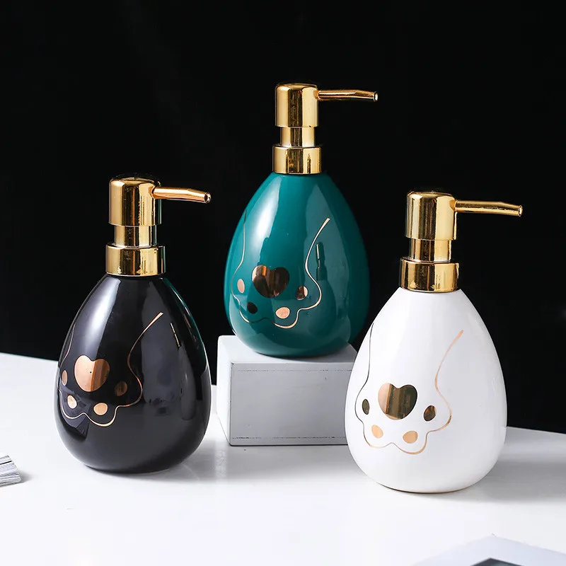 Kitchen Liquid Soap Dispensers Ceramic Bottle Hand Sanitizer Shampoo Bottle Cup Shower Gel Dispenser for Bathroom Accessories