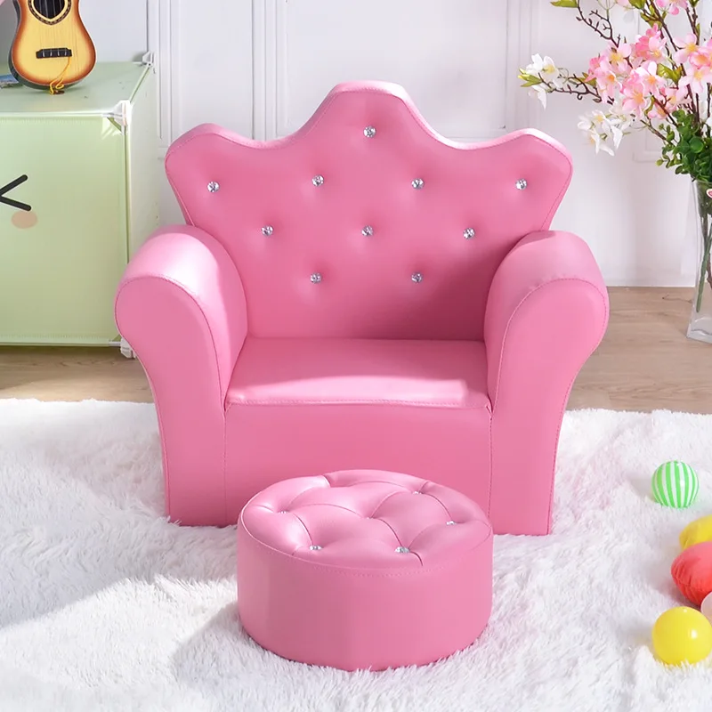 K-STAR High-quality Supplier Of Children\'s Furniture Sofas Korean Style Crown Pull Buckle Combination Sofa Fashionable Footstool