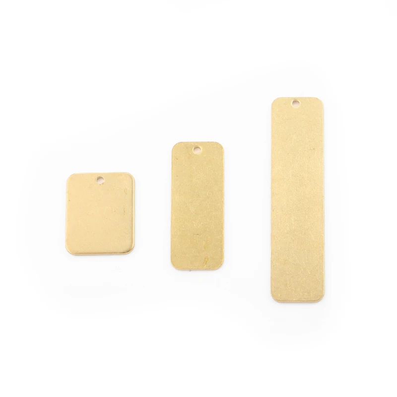 20Pcs Raw Brass Flat Rectangle Stamping Blank Hanging Tags Charms Pendant 1mm Hole For Earring Necklace DIY Jewelry Making
