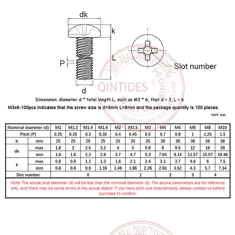 50/1000Pcs M4 M5 M6 Screw Length 4-50mm Cross Recessed Pan Head Screws 304 Stainless Steel Round Head Screw Phillips Screw