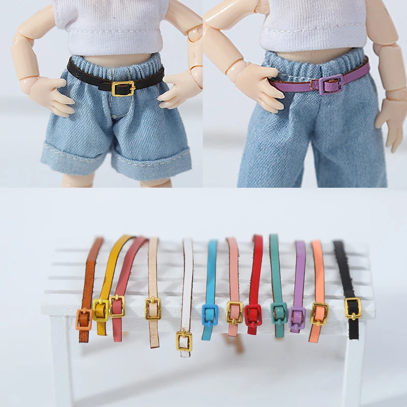 Ob11 Doll Cowhide Belt denim shorts pants  for Obitsu11, GSC, Body9, YMY, DDF, 1/12bjd Doll Accessories