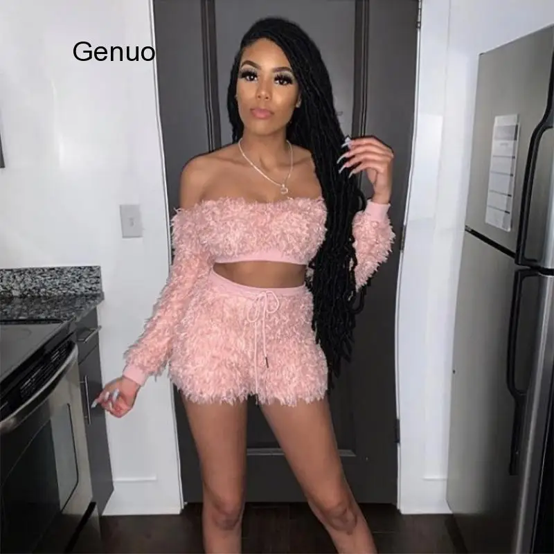 Casual Summer Sexy Club Pink Outfits Two Piece Sets Women Crop Top And 2 Piece Shorts Set 2020 Women Matching Sets