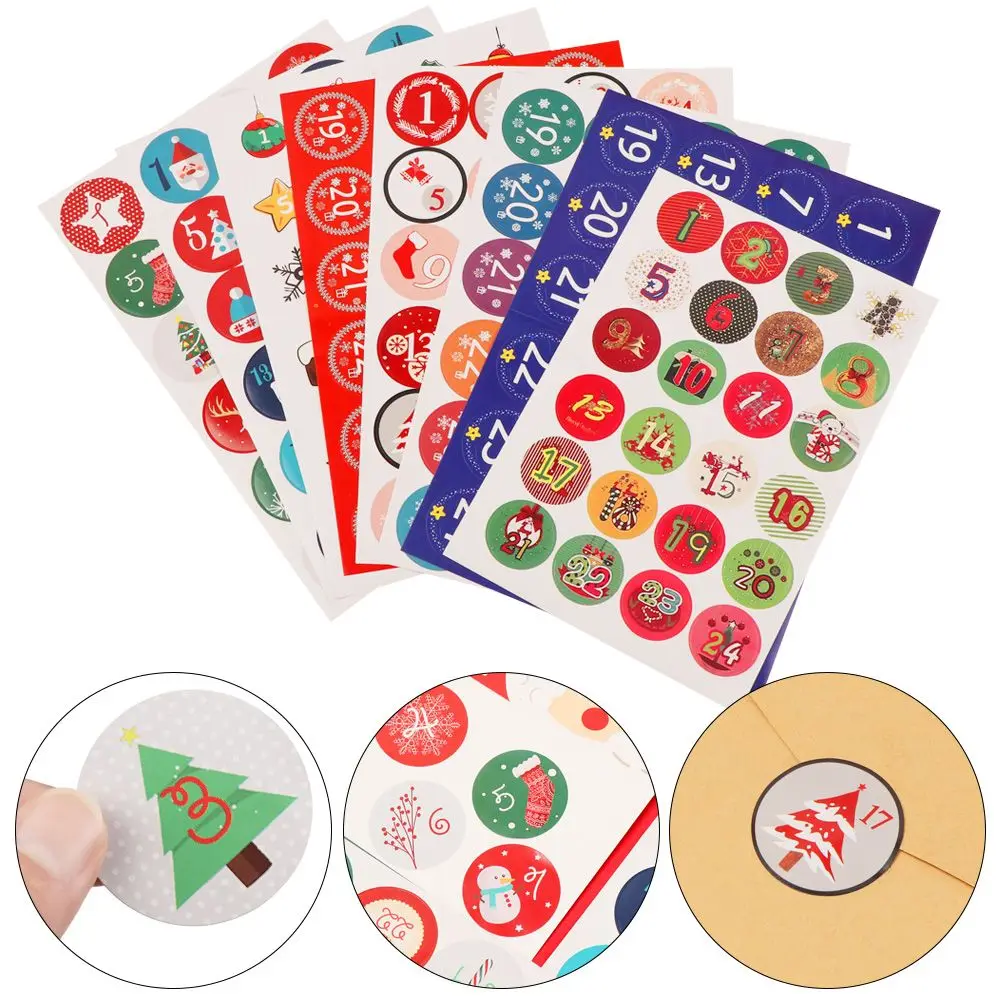 Cookie Gift Packaging Merry Christmas Sealing Number Stickers Paper Stickers Adhesive Label Advent Calendar