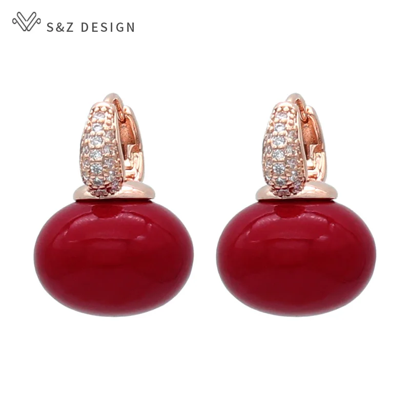 S & Z DESIGN Neue Mode Brot Runde Große Perle Baumeln Ohrringe Für Frauen Hochzeit Schmuck Geschenk Temperament Zirkonia Eardrop – Detail 14