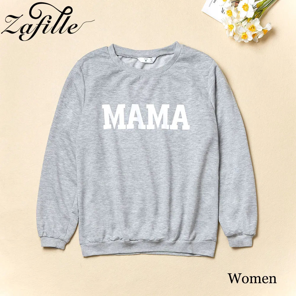 ZAFILLE Family Matching Outfits Casual Mommy and me Clothes Letter Mama Mini Family Looks Sweatshirt Mother and Daughter Clothes