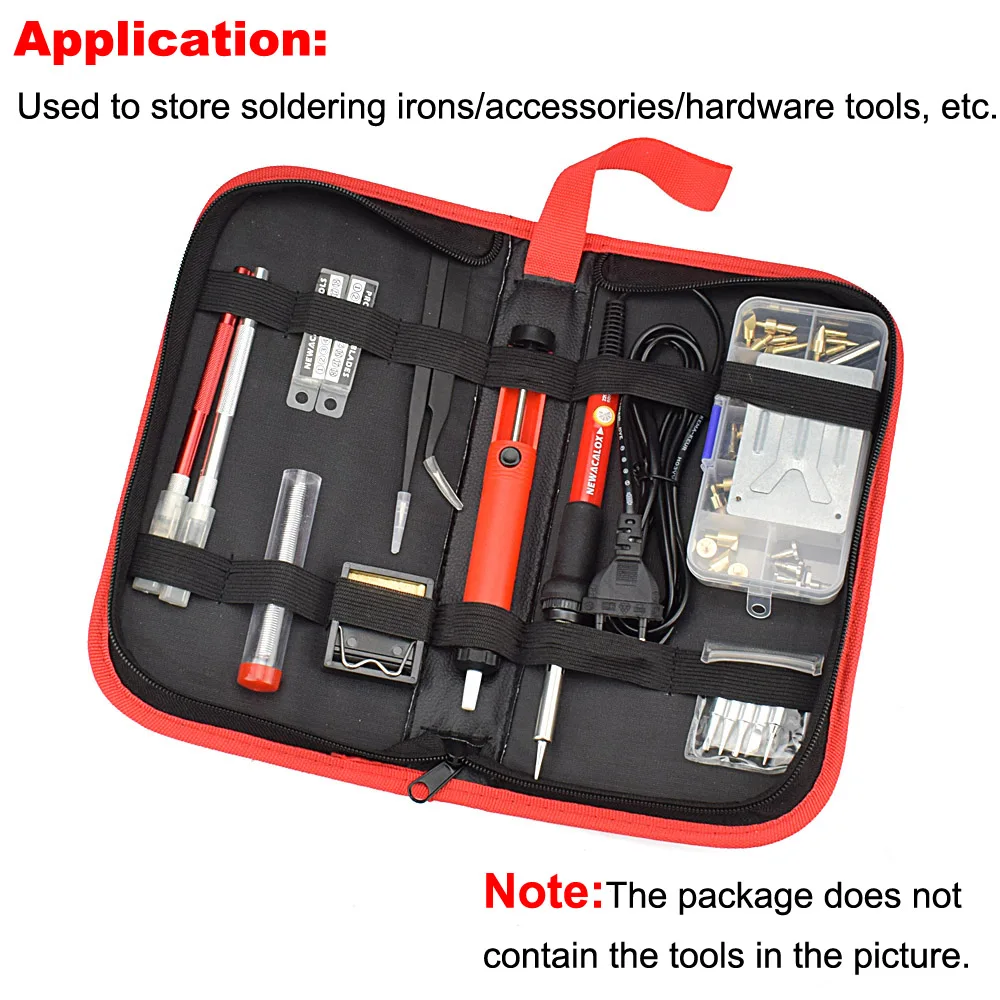 NEWACALOX-bolsa de herramientas de reparación de Hardware, bolsa de herramientas de soldador eléctrico portátil para el hogar, bolsa de herramientas multifunción de cuero PU con cremallera