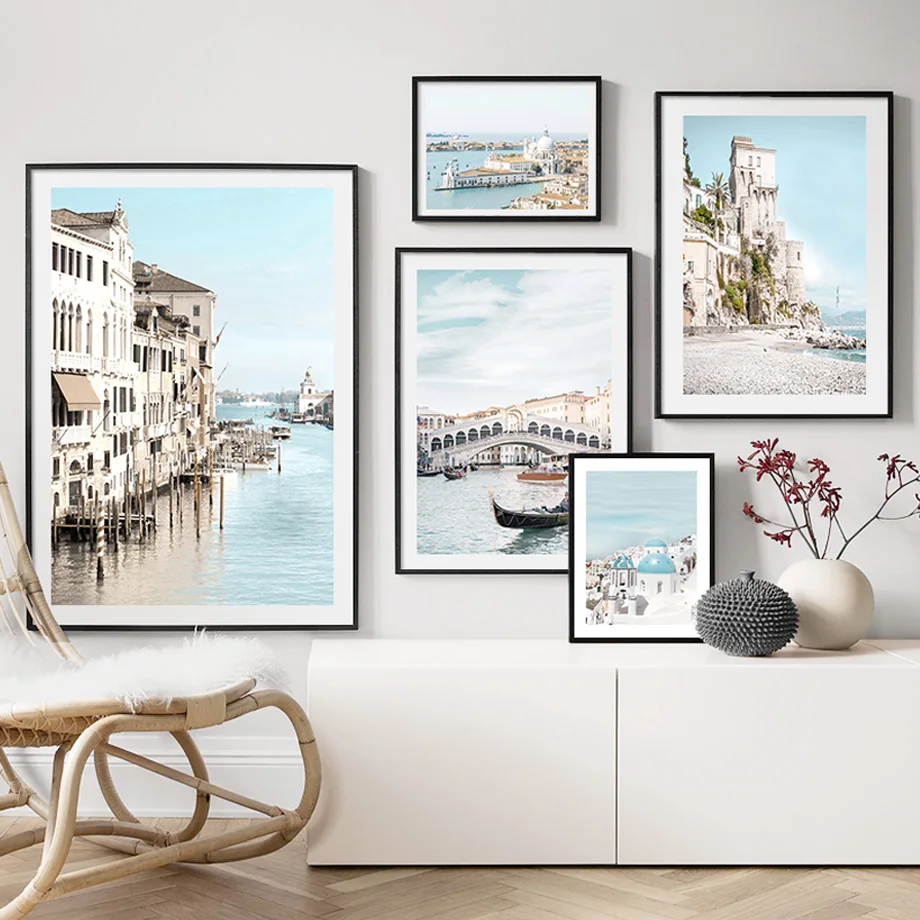 Ägäis Santorini Zitat Wand Kunst Leinwand Venedig Landschaft Malerei Nordic Poster Und Drucke Wand Bilder Für Wohnzimmer Dekor