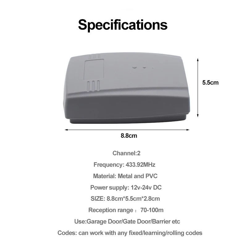 ERREKA Garage Receiver For RESON 1 / RESON 2 / LUNA 2 / LUNA3 / IRIS / ROLLER 2 / VEGA 433 / ROLLER 433 Remote Control 433.92MHz