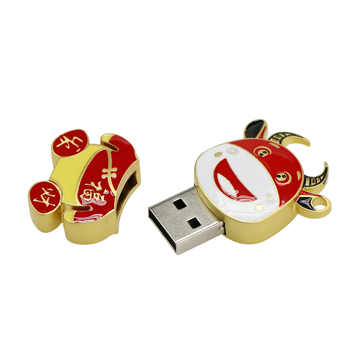 Pendrive 금속 만화 암소 USB 플래시 드라이브, 8GB 16GB 32GB 64GB 128GB 귀여운 동물 소 USB 2.0 메모리 스틱 미니 펜 드라이브 디스크