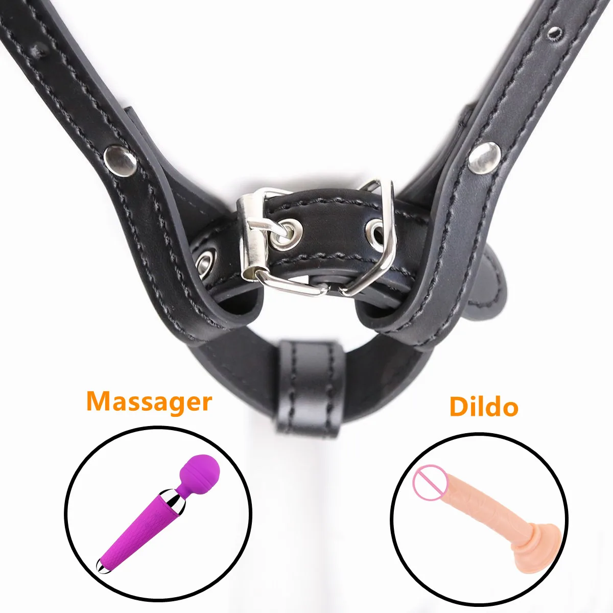 Women Sex Toys of  Leather Bondage Harness for Bdsm Chastity Forced Orgasm Belt to Magic Wand Massager Strapon Adults Games