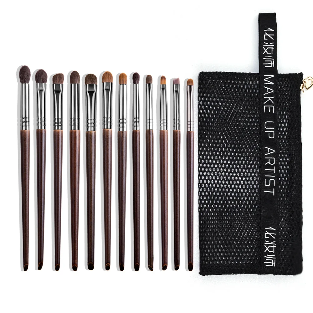 OVW 9/12 sztuk Panceau Maquillage oczu naturalne włosy zestaw pędzli do makijażu kosmetyczne narzędzie kosmetyczne do makijażu zagnieceń szczotka Eyeliner brwi — zdjęcie 2