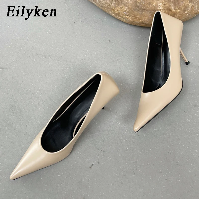 Eilyken High Quality Pu Leather New Sexy Shallow Pointed Toe Woman Pumps Thin High Heels Fashion Dress Sandals Ladies Shoes