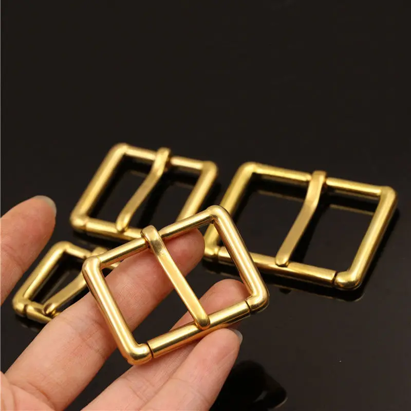 Brass Metal Heel Bar Buckle End Bar Roller Buckle Rectangle Single Pin for Leather Craft Bag Belt Strap 4 sizes available