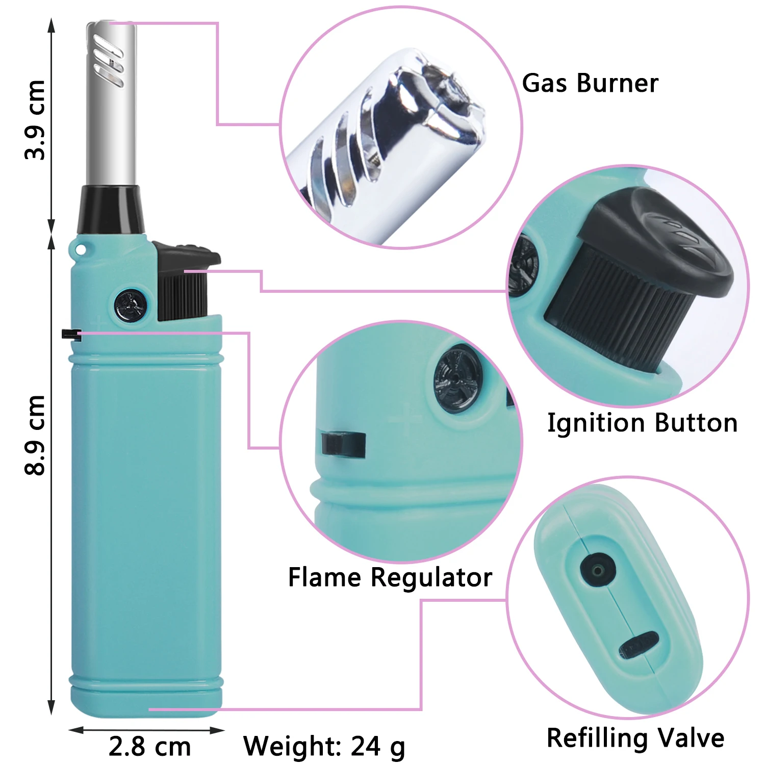 50pcs Mini Lighter Kitchen Candle BBQ Refillable Plastic Butane Gas Lighters Outdoor Cigarette Lighter