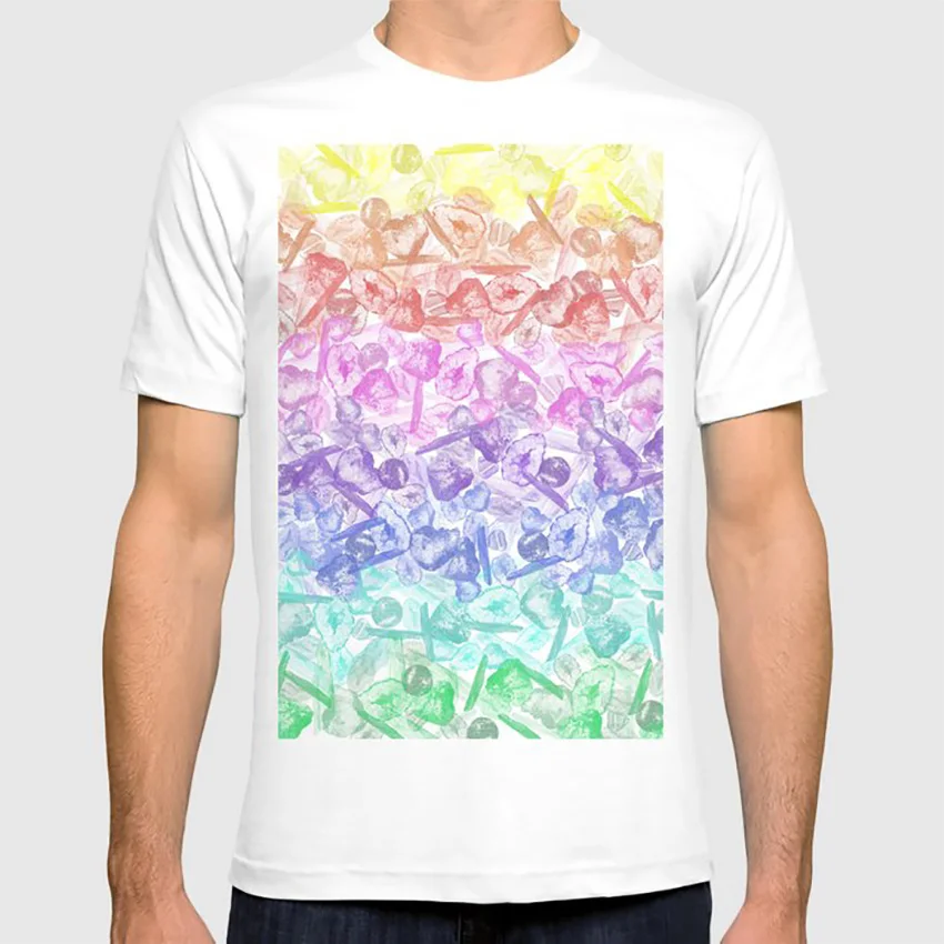 Crystal Gemstone Background Pattern - Geodes   Quartz Points T Shirt Rainbow Colorful Rocks Gems Geodes Quartz Crystals