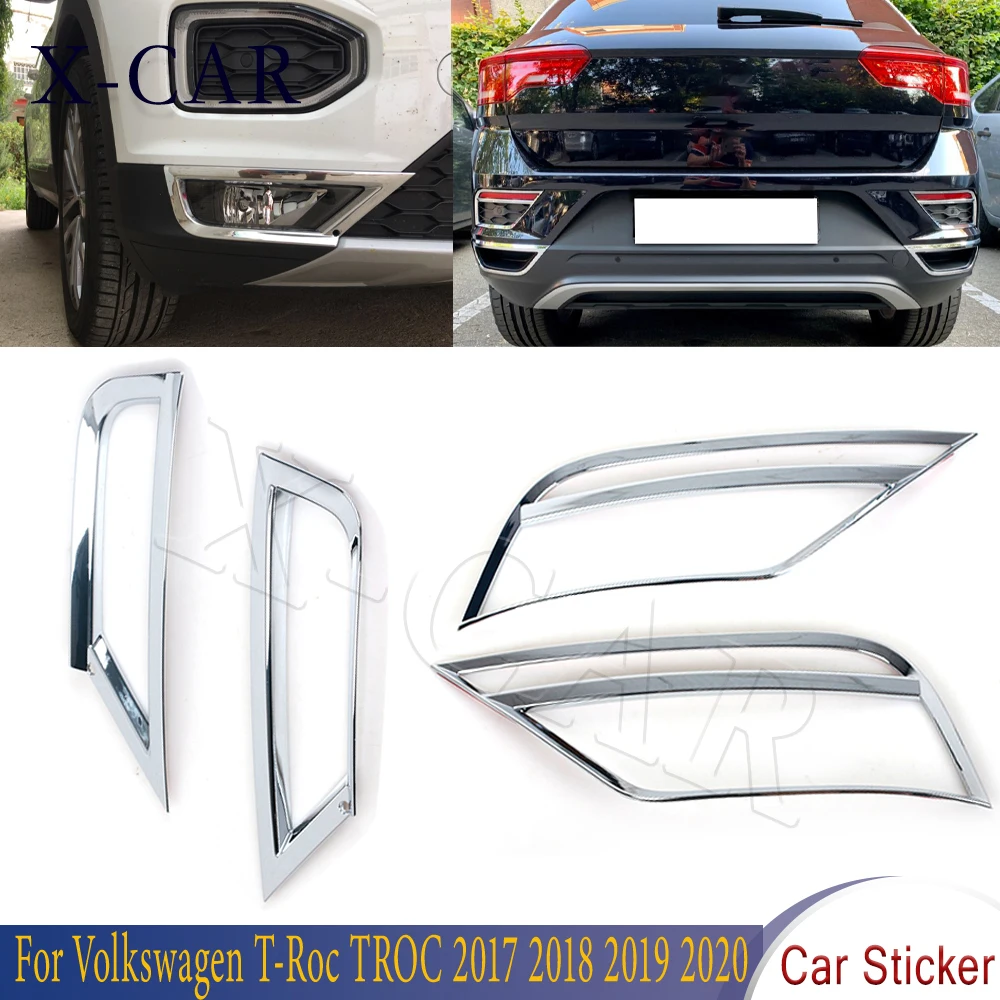 Car Front Rear Bumper Fog Light Foglamp Trim Sticker Cover Frame For Volkswagen VW TROC T-Roc 2017 2018 2019 2020