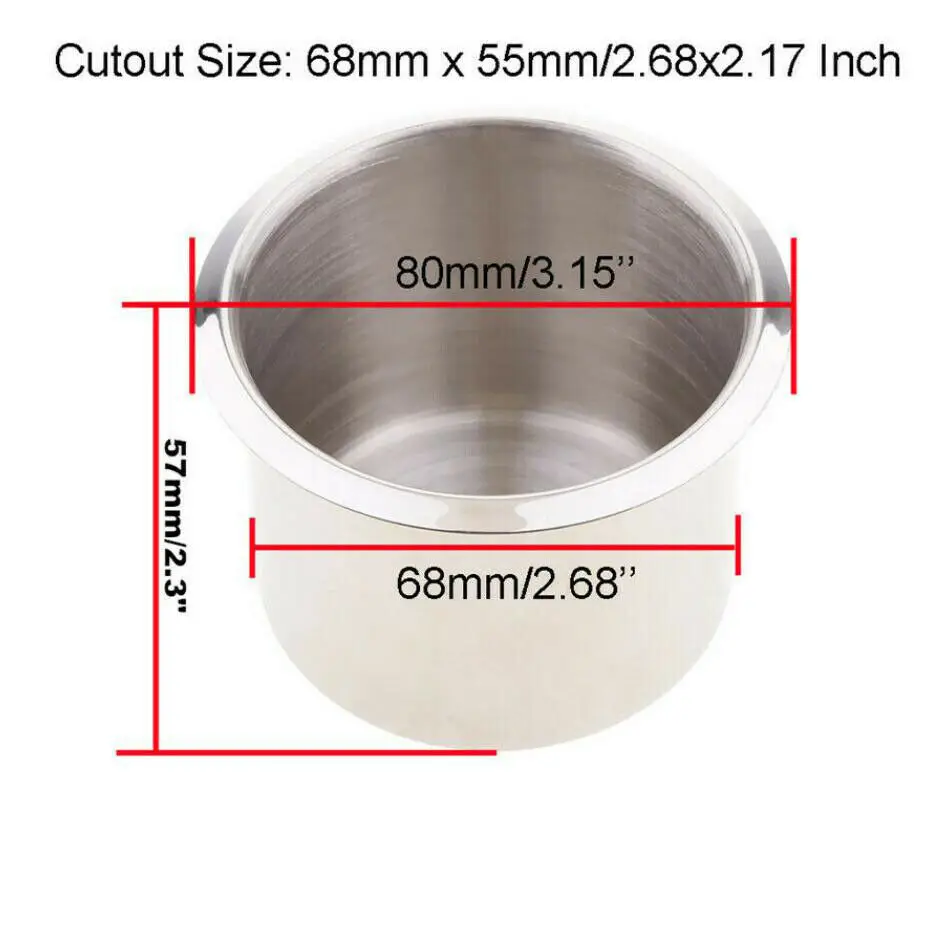 Portabottiglie per acqua/bevande in acciaio inossidabile per barche Marine RV portabicchieri universale antiruggine per auto 68MM