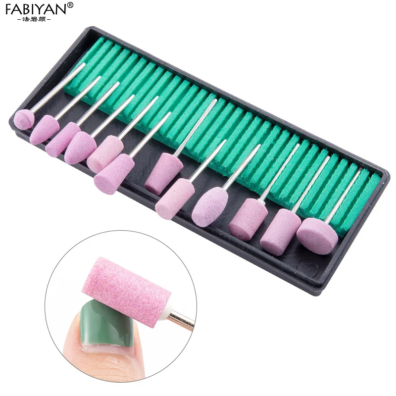 10/12 pçs de aço inoxidável máquina elétrica cerâmica broca bits arquivo unha arte polimento moagem cabeça manicure pedicure ferramentas conjunto