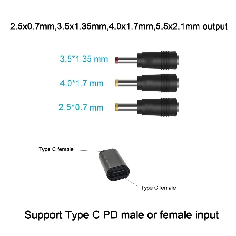 USB C Type C PD to 12V 20V 2.5/3.5/4.0/5.5mm Conveter Adapter Cable Cord for Wifi Router Laptop LED Light CCTV Camera