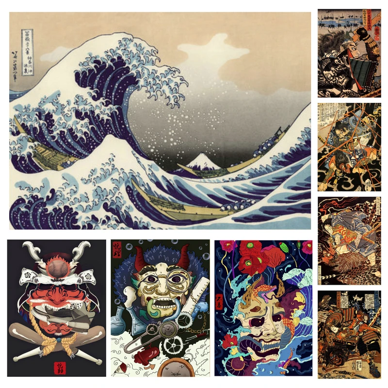 New 2020 Ukiyoe Poster Japan Portrait Canvas Painting Mural Japanese Retro Samurai Asian Warrior Wall Art Home Decoration