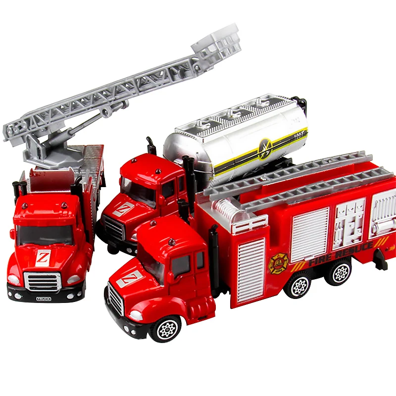 1PCS Mini Toy Vehicle Model Alloy Diecast Engineering Construction Fire Truck Ambulance Transport Car Educational Children Gifts