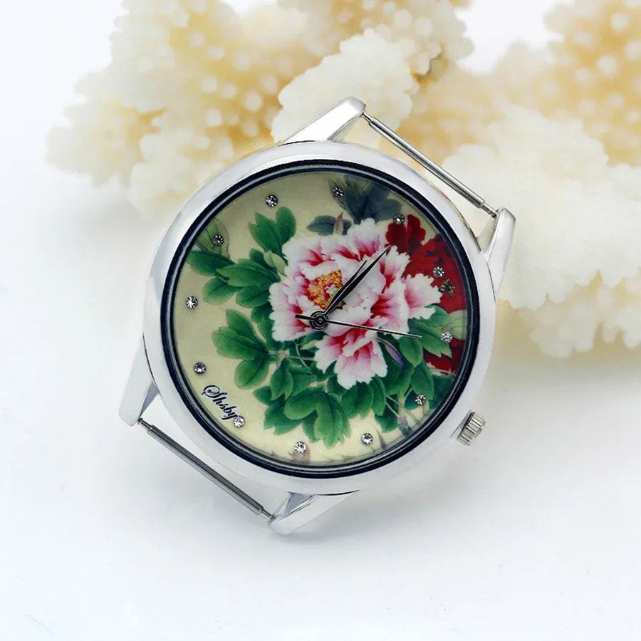 Shsby Diy Personality Watch Header New Style Silver Flower Head With Cloth Strap Watch Accessories 21~30