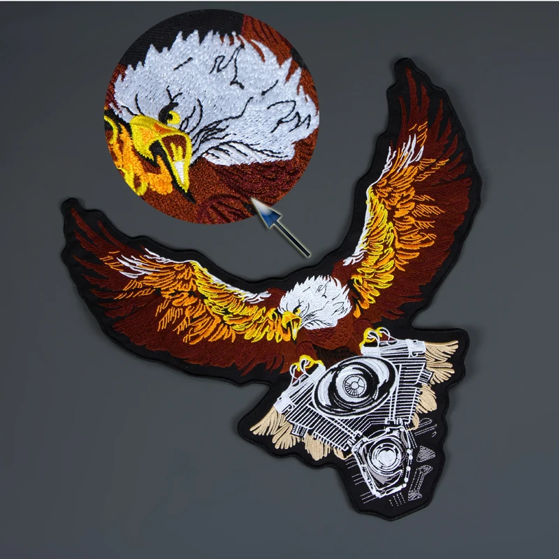 13 Inches Eagle Large Embroidery Patches Sew On  For Jacket Back Vest Motorcycle Club Biker MC Clothes Decoration Applique