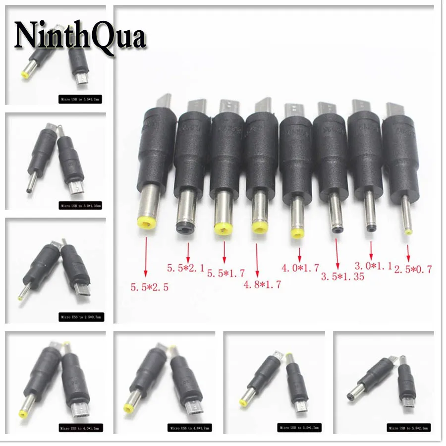 1pcs DC Power Plug to Micro usb 5Pin Chariging Connector for 5.5x2.5 5.5x2.1 4.8x1.7 4.0x1.7 2.5*0.7 5.5x1.7 3.5x1.35 3.0x1.1mm