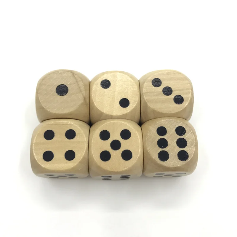 Dados para bebedouro de alta qualidade 25mm, quebra-cabeça de madeira sólida, conjunto de dados interessante para ensino de crianças, jogo de tabuleiro