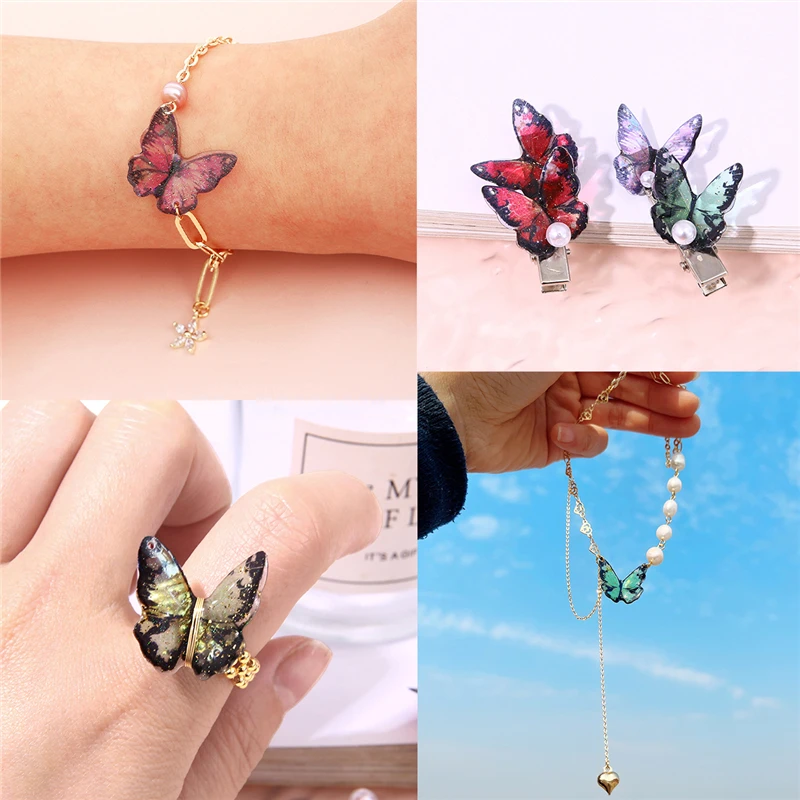 8 Color Resin Animal Butterfly Charms Beads for Jewelry Making Pendants Necklaces Cute Earrings DIY Handmade Accessories 2Pcs