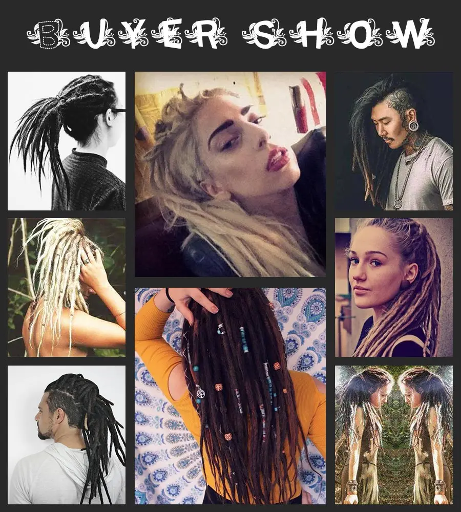 Leeons capelli sintetici Dreadlocks fatti a mano estensioni dei capelli capelli all\'uncinetto nero marrone 1 fili Dreadlock per donne e uomini 20