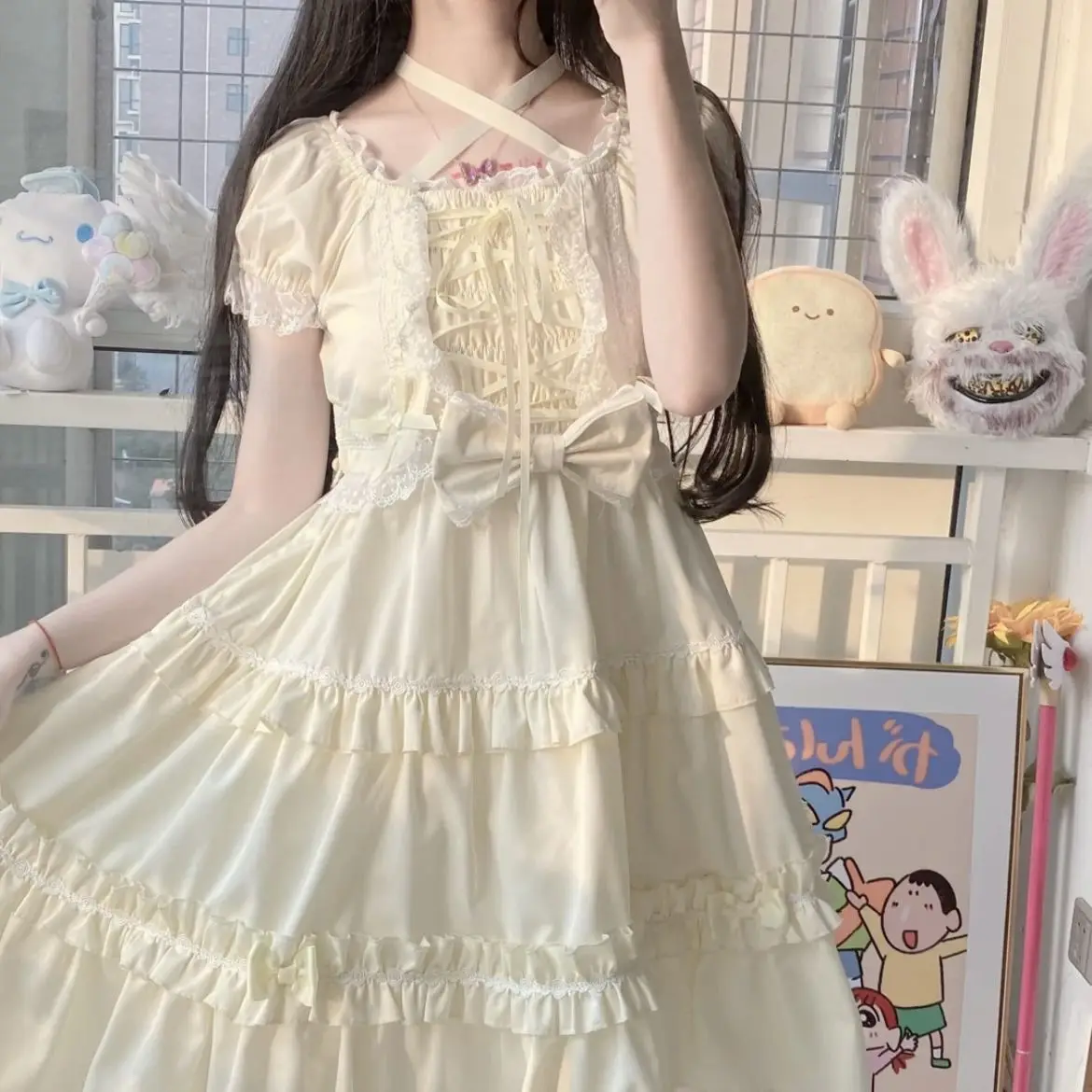 

Summer Tea Party Lolita Cute Dress Princess Women Kawaii Daily Soft Sister Sweet Lolita Summer Dress