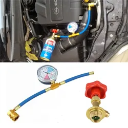 New 1 Set R134A Refrigerant Recharge Ac Air Kit with Gauge Car AC Refrigerant Recharge U-Hose Can Opener kit