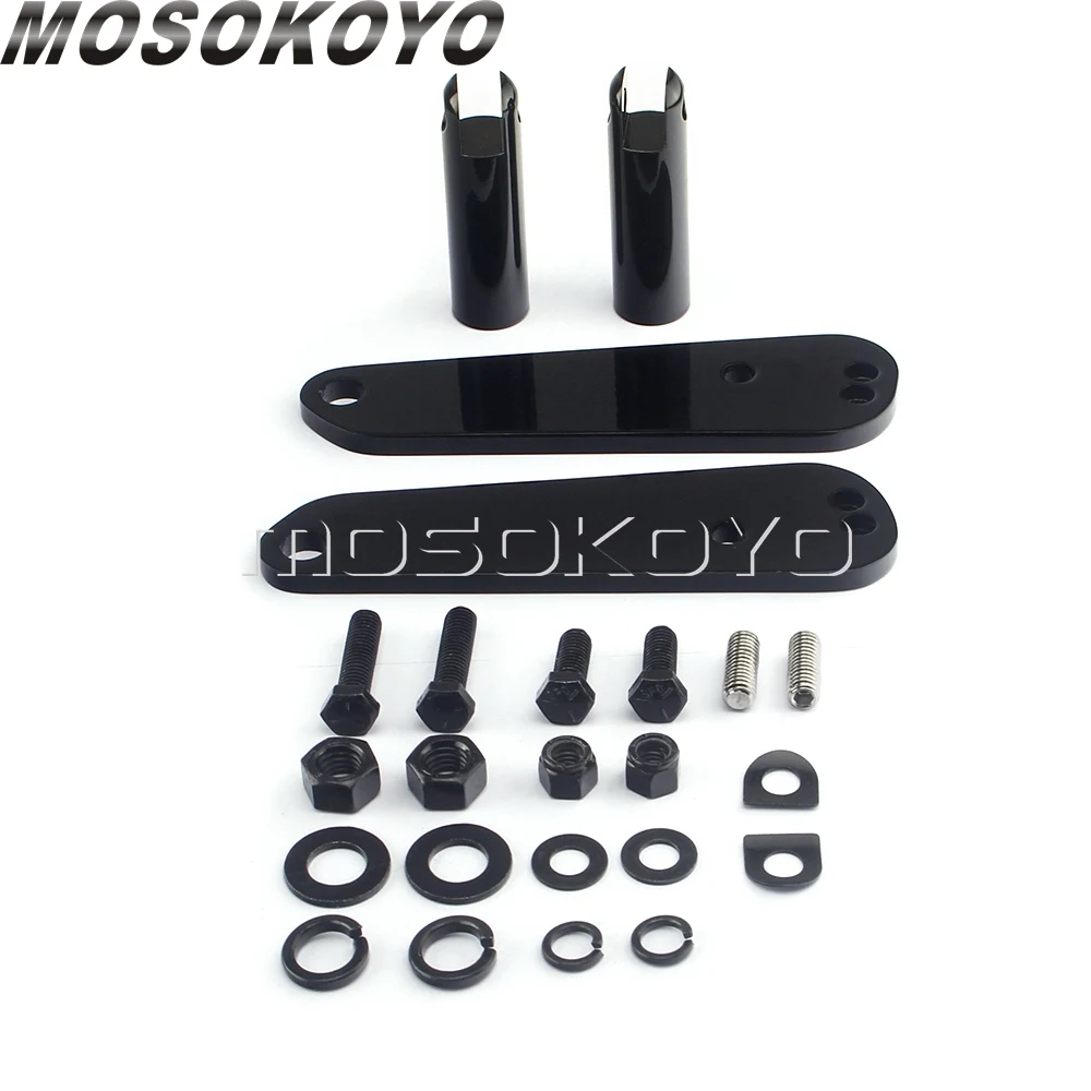 Black Footpeg Foot Peg Support Mount Kit Forward Mid Control for Harley Dyna FXDBI Street Bob Cruiser 1991-2017 FXD FXDL FXDB