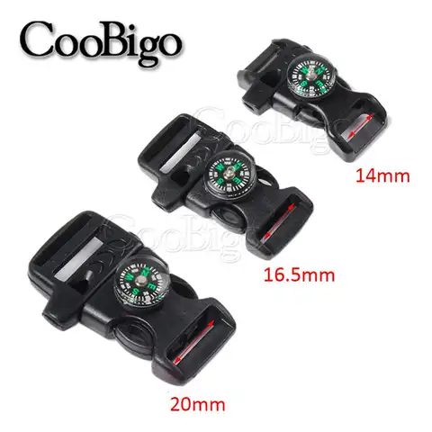 Silbato de brújula de supervivencia de emergencia, hebilla de liberación lateral para pulsera de Paracord, paracaídas, cable 550, accesorios para exteriores, 10 Uds.