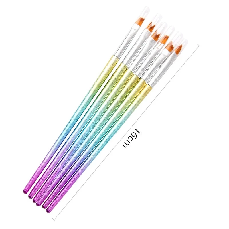 Ensemble de brosses à ongles en acrylique, 6 pièces/ensemble, tige dégradée, stylo à dessin de fleurs, pour Nail Art, outils de manucure