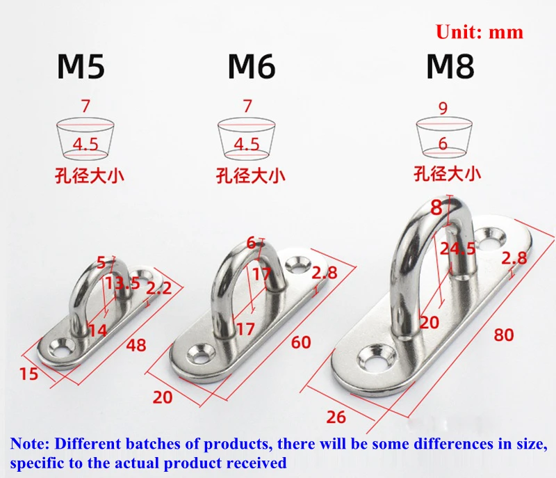 M5 M6 M8 304 Stainless Steel U-Shaped Hook Wire Rope Tension Device Shading Net Tarpaulin Installation DIY Tool Flange Bolt Hook