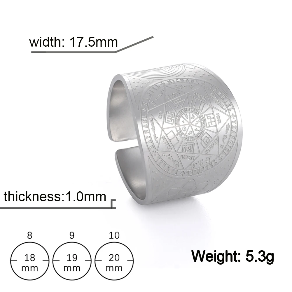 Dawapara Seal of The Seven Archangels Secret of Universe Ring Solomon Kabbalah Amulet Talisman Stainless Steel Jewelry