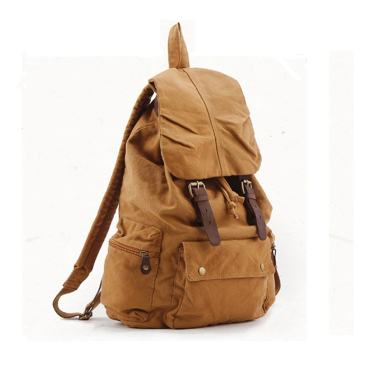 Fashion Vintage Crazy Horse Leather Canvas men\'s backpack School Bag Rucksack Women Backpack Canvas Bagpack Travel Backpack bag