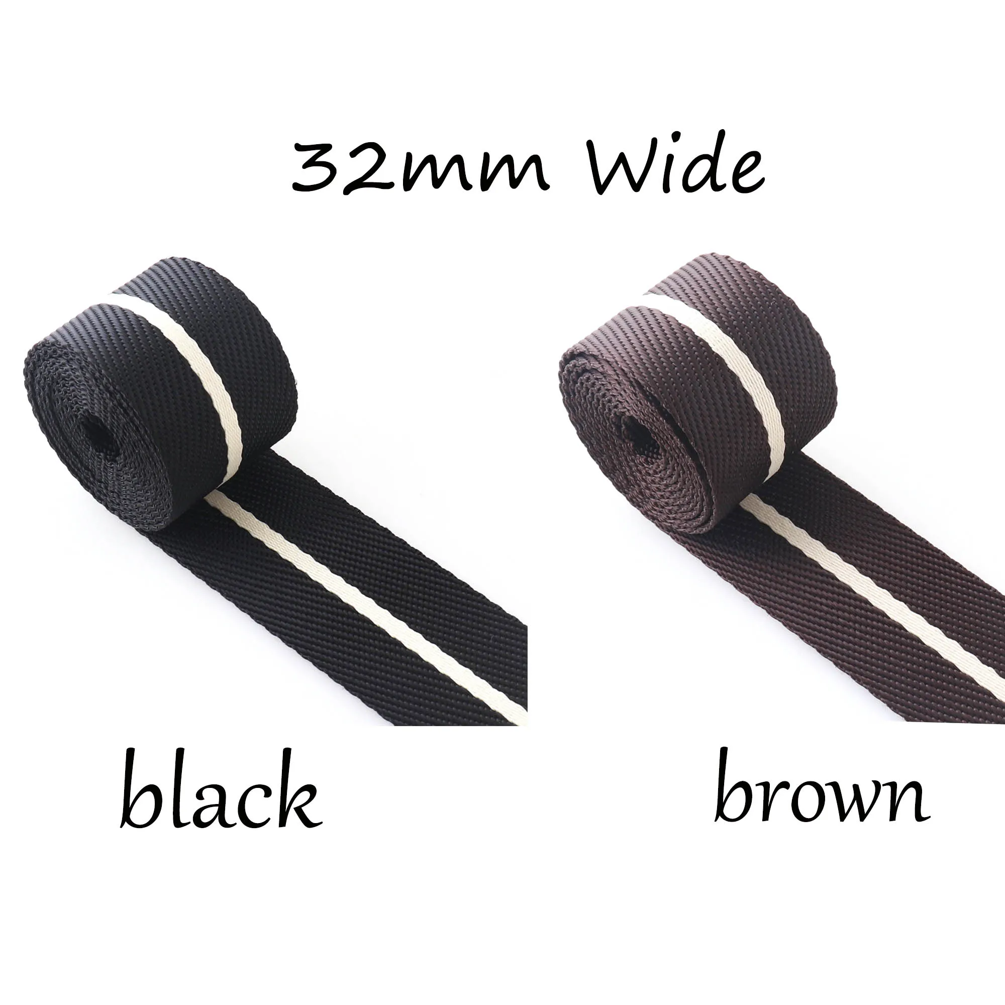 32mm Nylon webbing Pet collar webbing black/brown stripe nylon webbing bag strapping for bag making,dog collar, belts webbing