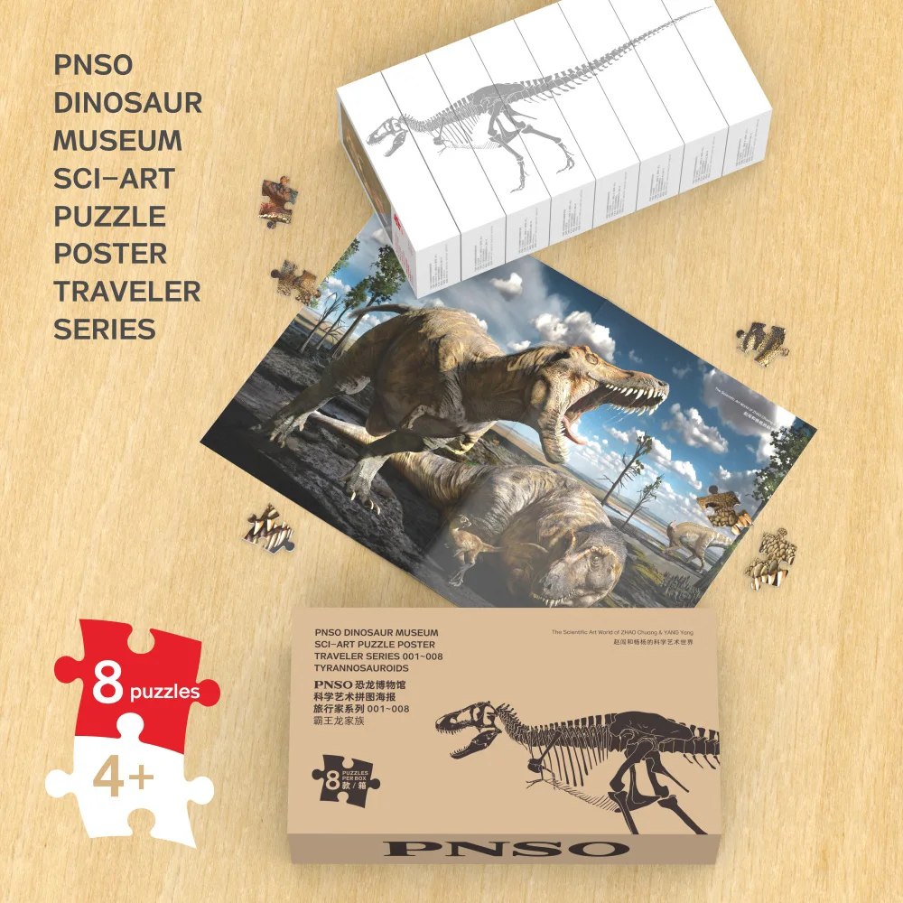 PNSO Dinosaur Museum Puzzle Poster Traveler Series Tyrannosaurus Family Set 8