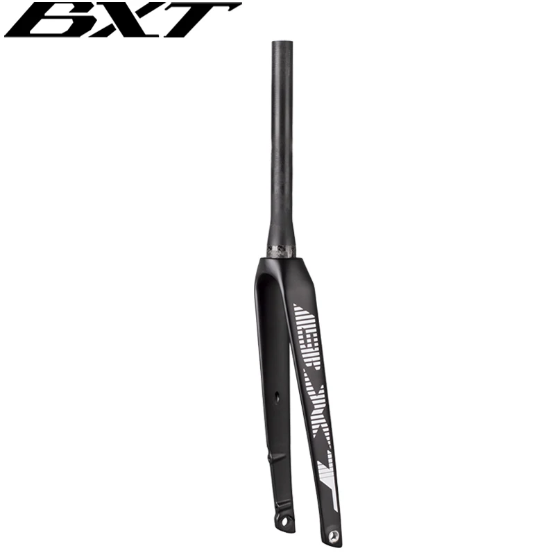 BXT 700C Carbon Road Fork, Thru Axle Internal Fork 100x12mm Disc Brake Bicycle Fork Fit Flat Mount