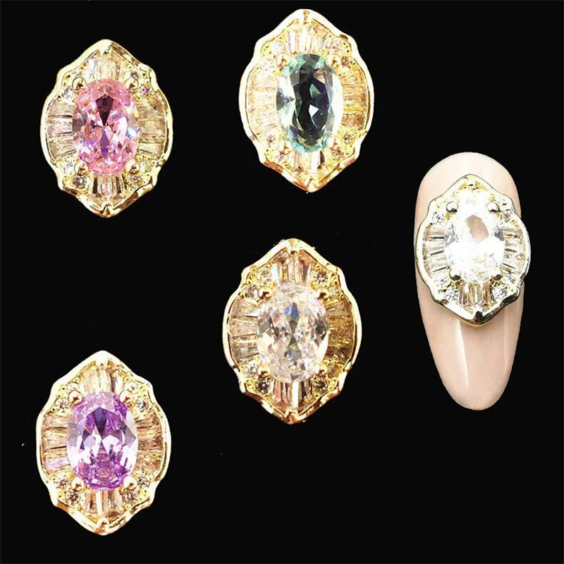 

100pcs Nail Art Oval Base Zircon Decorations 3D 8X7mm Korea Japanese Czech Stone For Nails Manicure Jewelry Accessories NEW-100%