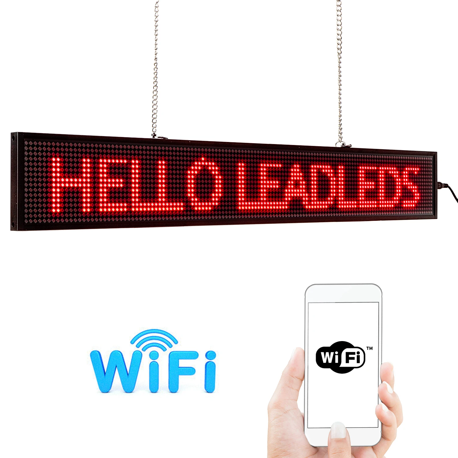 Leadleds P5 82cm Full Color WIFI Programmable Led Sign Scrolling Message LED Display Business Advertising for Shop Coffee Store