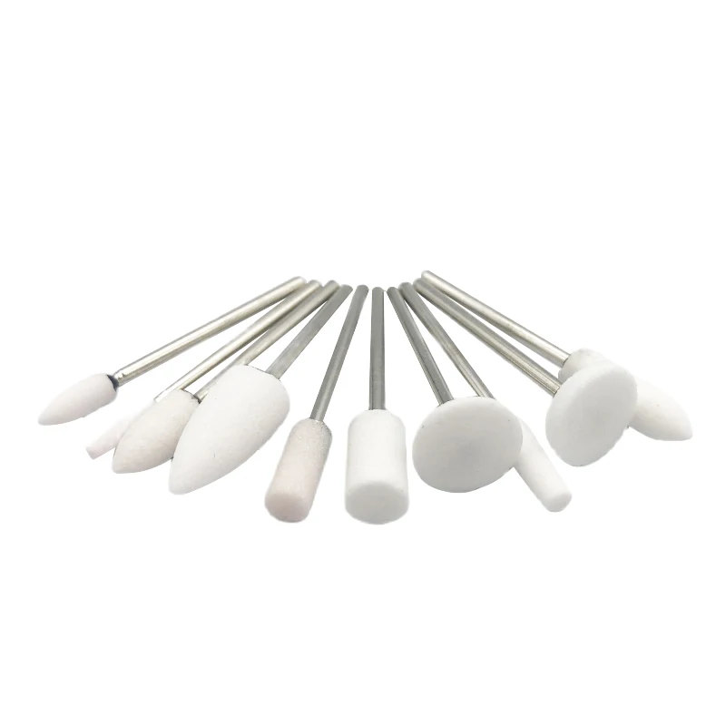 10Pcs White Dental Mounted Stone Grinders Gravel Burs 2.35mm For Smooth Grinding Polishing Of Filling Materials And Composites