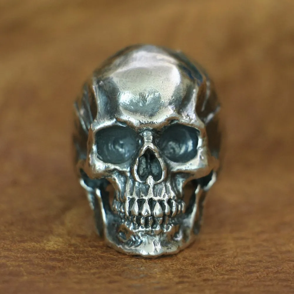 LINSION 925 Sterling Silver High Detail skull rings for men Biker Punk Ring TA50 US Size 7~15 BZ
