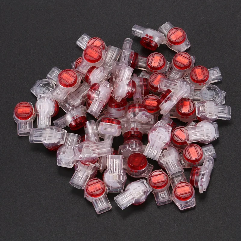 55 Pieces Gel Splice UR Connector 3 Port Wire Connectors Red+Clear