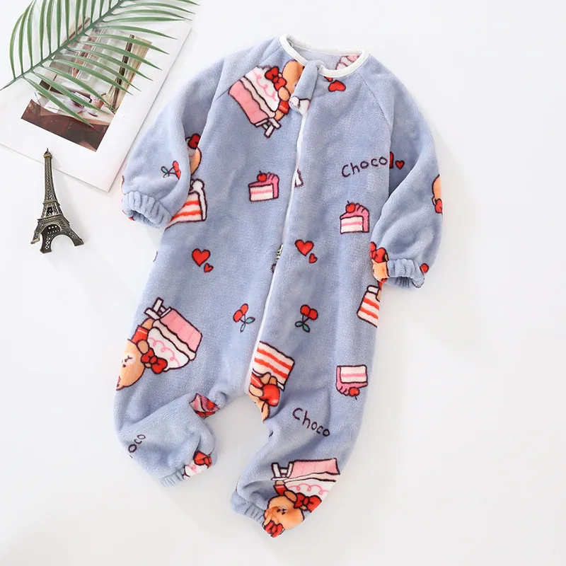 Baby Pajamas For Boys Girls Thick Warm Pajama Autumn Children Flannel Onesies Jumpsuits Winter Kids Cartoon Blanket Sleepwear