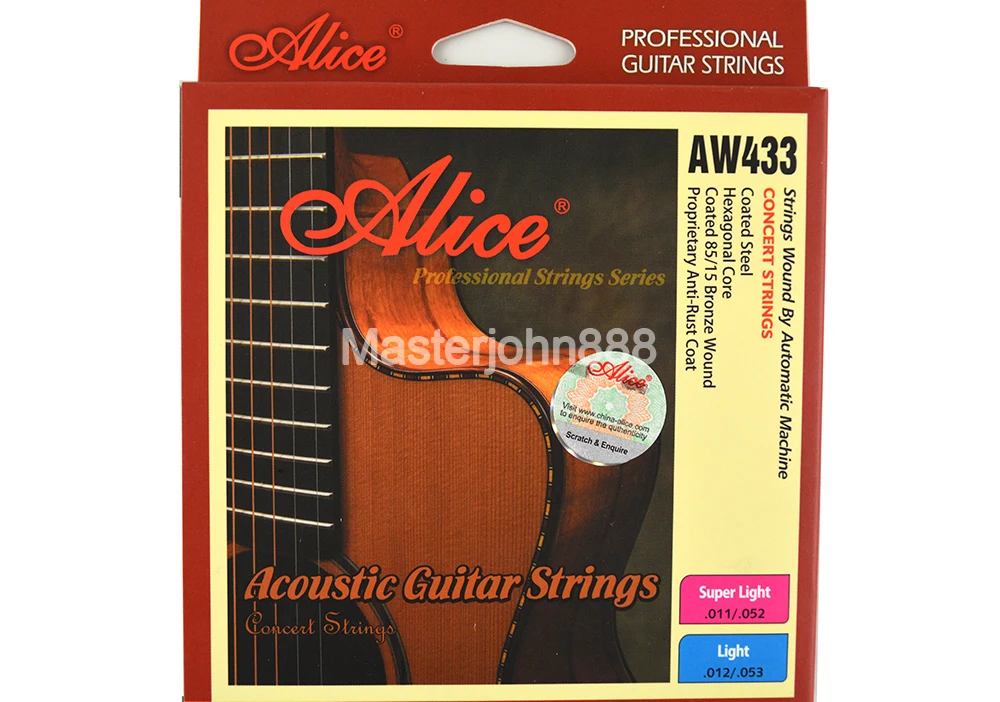 Alice AW433P-L/SL Acoustic Guitar Strings Plated Steel&Coated 85/15 Bronze Wound&Colourful Ball-End Strings