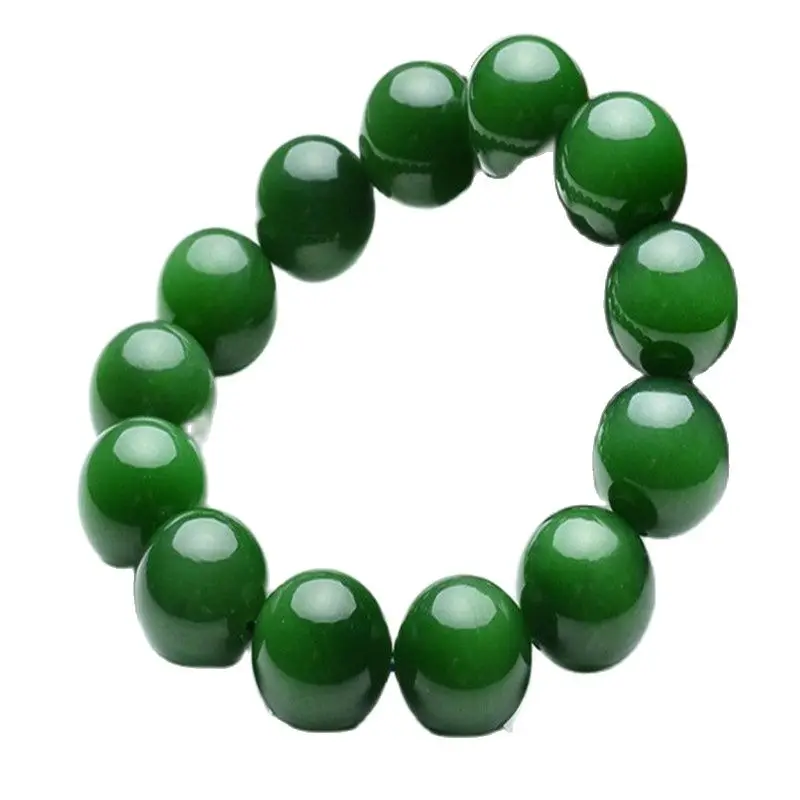 China Natural Green Jade Round Bead Bracelet Elastic Bracelet